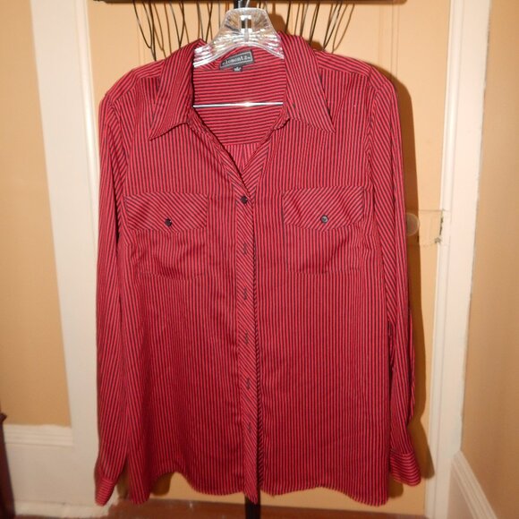 Ladies ELEMENTZ Button-Front Blouse - Shirt - Top  ~  L ~ Long Sleeve - Picture 2 of 7